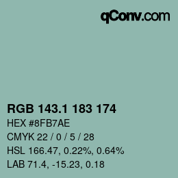 Color code: RGB 143.1 183 174 | qconv.com