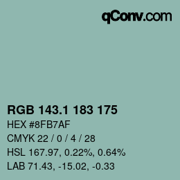 カラーコード: RGB 143.1 183 175 | qconv.com