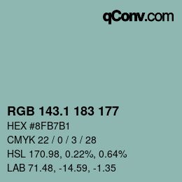 Color code: RGB 143.1 183 177 | qconv.com