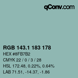 カラーコード: RGB 143.1 183 178 | qconv.com