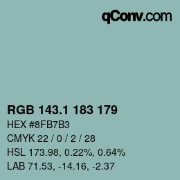 Color code: RGB 143.1 183 179 | qconv.com