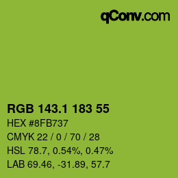 カラーコード: RGB 143.1 183 55 | qconv.com