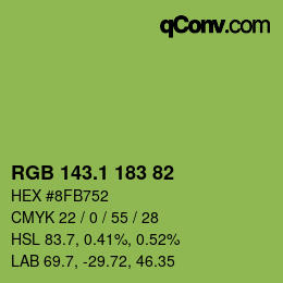 カラーコード: RGB 143.1 183 82 | qconv.com
