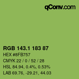 カラーコード: RGB 143.1 183 87 | qconv.com