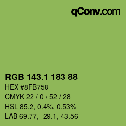 カラーコード: RGB 143.1 183 88 | qconv.com