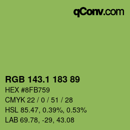 カラーコード: RGB 143.1 183 89 | qconv.com