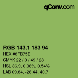 カラーコード: RGB 143.1 183 94 | qconv.com