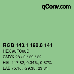 カラーコード: RGB 143.1 198.8 141 | qconv.com