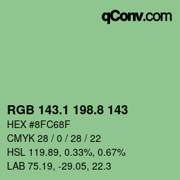 Color code: RGB 143.1 198.8 143 | qconv.com