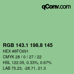 カラーコード: RGB 143.1 198.8 145 | qconv.com