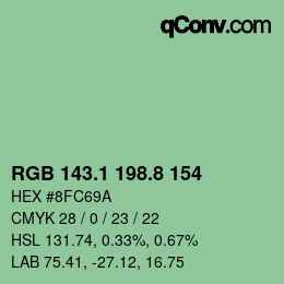 カラーコード: RGB 143.1 198.8 154 | qconv.com