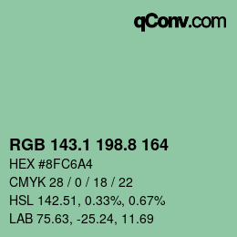 カラーコード: RGB 143.1 198.8 164 | qconv.com