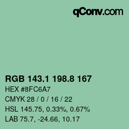 Color code: RGB 143.1 198.8 167 | qconv.com