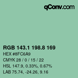 カラーコード: RGB 143.1 198.8 169 | qconv.com