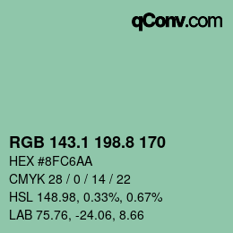 カラーコード: RGB 143.1 198.8 170 | qconv.com