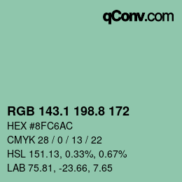 Color code: RGB 143.1 198.8 172 | qconv.com