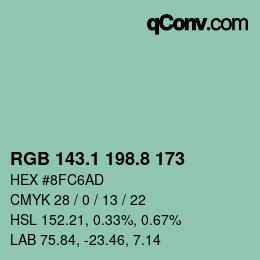 カラーコード: RGB 143.1 198.8 173 | qconv.com