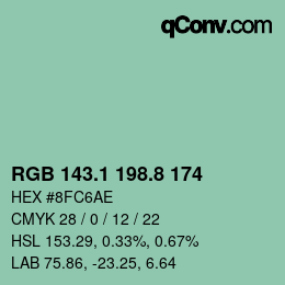 カラーコード: RGB 143.1 198.8 174 | qconv.com