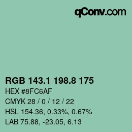 カラーコード: RGB 143.1 198.8 175 | qconv.com