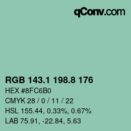 Color code: RGB 143.1 198.8 176 | qconv.com