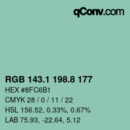 Farbcode: RGB 143.1 198.8 177 | qconv.com