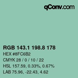 カラーコード: RGB 143.1 198.8 178 | qconv.com