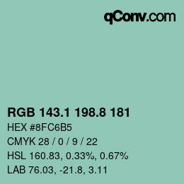 Color code: RGB 143.1 198.8 181 | qconv.com