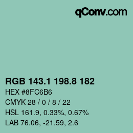 Color code: RGB 143.1 198.8 182 | qconv.com