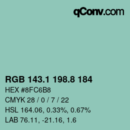 カラーコード: RGB 143.1 198.8 184 | qconv.com