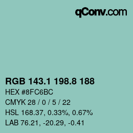 Color code: RGB 143.1 198.8 188 | qconv.com