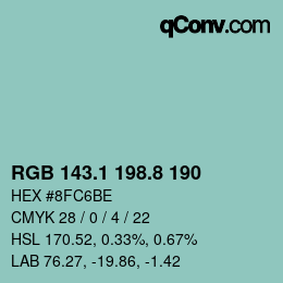 カラーコード: RGB 143.1 198.8 190 | qconv.com