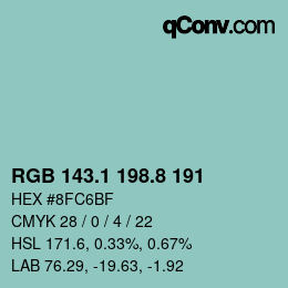 Farbcode: RGB 143.1 198.8 191 | qconv.com