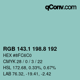 Color code: RGB 143.1 198.8 192 | qconv.com