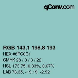 Color code: RGB 143.1 198.8 193 | qconv.com