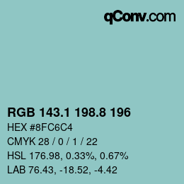Color code: RGB 143.1 198.8 196 | qconv.com