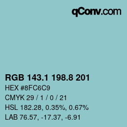 Color code: RGB 143.1 198.8 201 | qconv.com