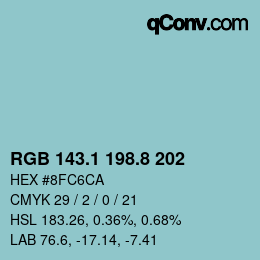 Color code: RGB 143.1 198.8 202 | qconv.com