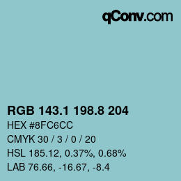 カラーコード: RGB 143.1 198.8 204 | qconv.com
