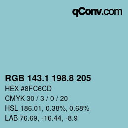 Color code: RGB 143.1 198.8 205 | qconv.com