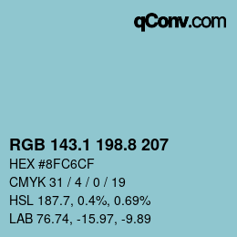 Color code: RGB 143.1 198.8 207 | qconv.com