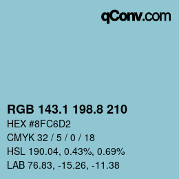 Farbcode: RGB 143.1 198.8 210 | qconv.com