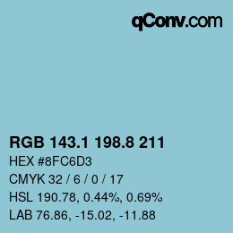 カラーコード: RGB 143.1 198.8 211 | qconv.com