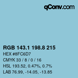 Color code: RGB 143.1 198.8 215 | qconv.com