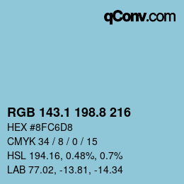 Color code: RGB 143.1 198.8 216 | qconv.com
