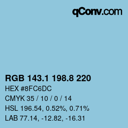 Color code: RGB 143.1 198.8 220 | qconv.com