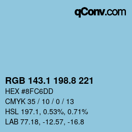 Color code: RGB 143.1 198.8 221 | qconv.com