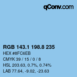 カラーコード: RGB 143.1 198.8 235 | qconv.com