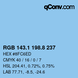 Color code: RGB 143.1 198.8 237 | qconv.com
