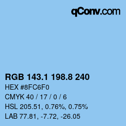 Color code: RGB 143.1 198.8 240 | qconv.com