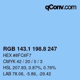 カラーコード: RGB 143.1 198.8 247 | qconv.com